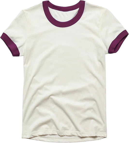 Cotton Ringer Tee, Cream Body with Rust Trim product photo