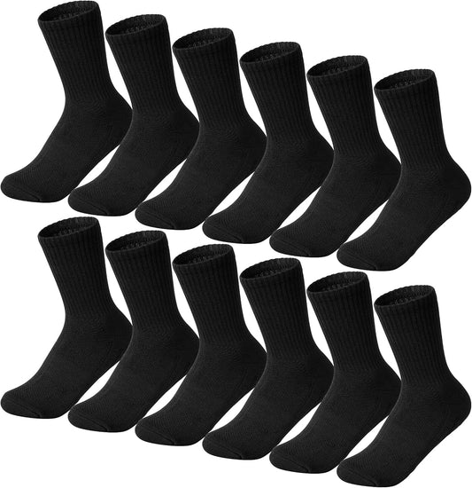 Cushioned Athletic Crew Socks, 6-Pair Multipack, Black product photo