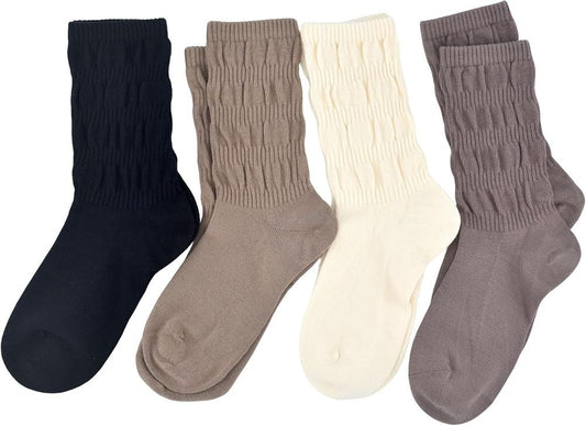 Varich SummitPeak Apparel Ribbed Cotton Crew Socks, 4-Pair Multipack, Earth Tones studio product photo