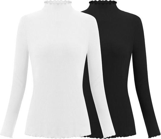 Ribbed Mock Neck Long Sleeve Top product photo