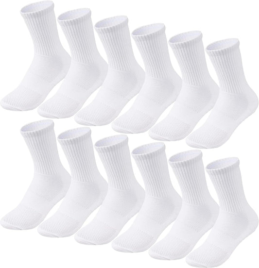 Solid Cotton Crew Socks, 6-Pair Multipack, White product photo