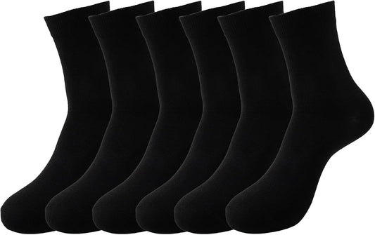 Solid Cotton Crew Socks, 6-Pair Multipack, Black product photo