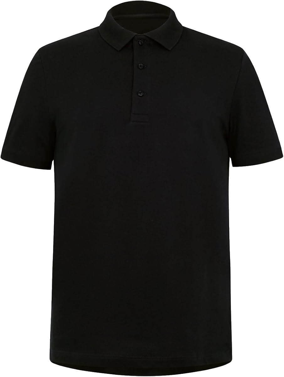 Solid Cotton Pique Short-Sleeve Polo Shirt, Black product photo