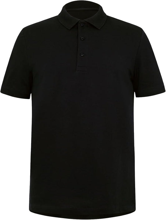 Solid Cotton Pique Short-Sleeve Polo Shirt, Black product photo