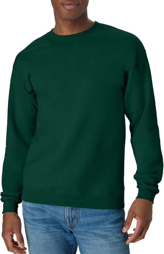 Solid Fleece Crewneck Sweatshirt, Forest Green product photo