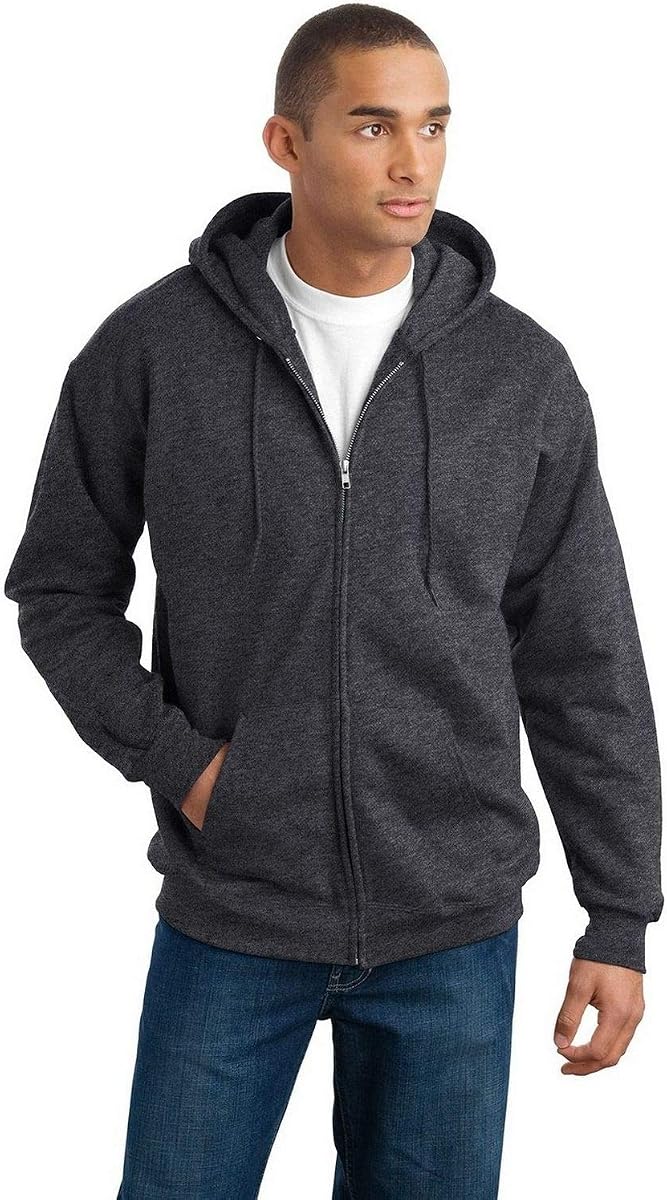 Solid Fleece Full-Zip Hoodie, Charcoal product photo