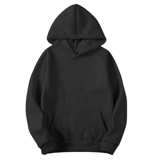 Solid Fleece Pullover Hoodie, Black product photo
