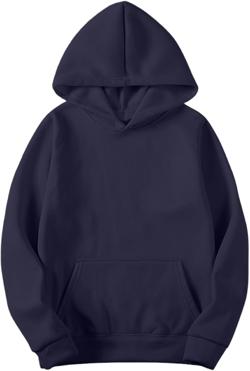 Solid Fleece Pullover Hoodie, Navy product photo
