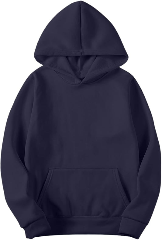 Solid Fleece Pullover Hoodie, Navy product photo
