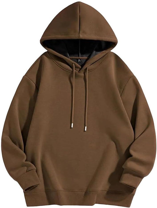 Solid Fleece Pullover Hoodie, Rust Brown product photo