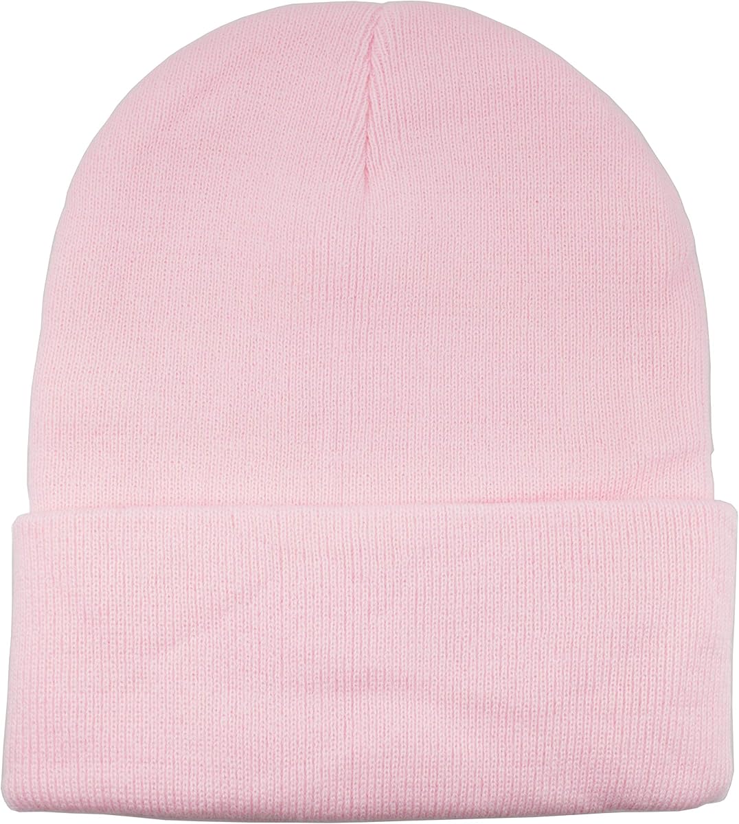 Solid Ribbed Knit Cuffed Beanie, Blush Pink product photo