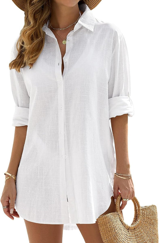 Solid Swim Cover Up Shirt product photo